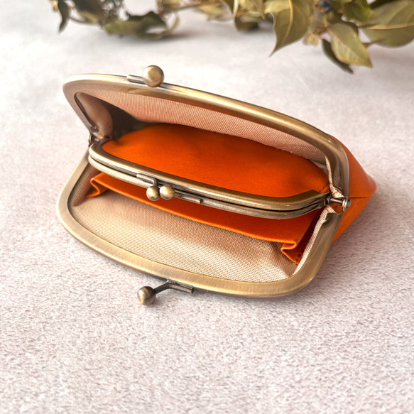 親子 がま口 ミニ財布 コンパクト財布 コインケース 小銭入れ カードケース 栃木レザー オイルレザー 浪曼派のがま口 5枚目の画像