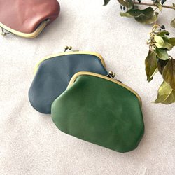 親子 がま口 ミニ財布 コンパクト財布 コインケース 小銭入れ カードケース 栃木レザー オイルレザー 浪曼派のがま口 3枚目の画像