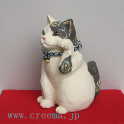 招き猫 武将猫 五月人形 鎧 兜 1点物 陶器 縁起物置物 招き猫 c43