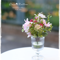 【Creema限定】フェイクウォーター・ベビーピンクのバラとデージー、かすみ草の可憐なミニブーケ　　 5枚目の画像