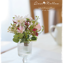 【Creema限定】フェイクウォーター・ベビーピンクのバラとデージー、かすみ草の可憐なミニブーケ　　 7枚目の画像