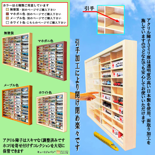 ロングトミカ Ｎゲージ コレクションケースアクリル障子付 ホワイト色塗装 日本製 ロングトミカ・トミックス・Nゲージ 収納ケース アクリル障子付