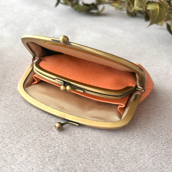 親子 がま口 ミニ財布 コンパクト財布 コインケース 小銭入れ カードケース イタリアレザー 浪曼派のがま口 名入れ 5枚目の画像