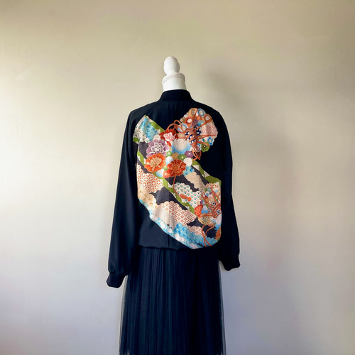 黒留袖から,XL,1点物,スカジャン,父の日ギフト,おしゃれなパパに 黒留袖から,XL,1点物,スカジャン,父の日ギフト,おしゃれなパパに