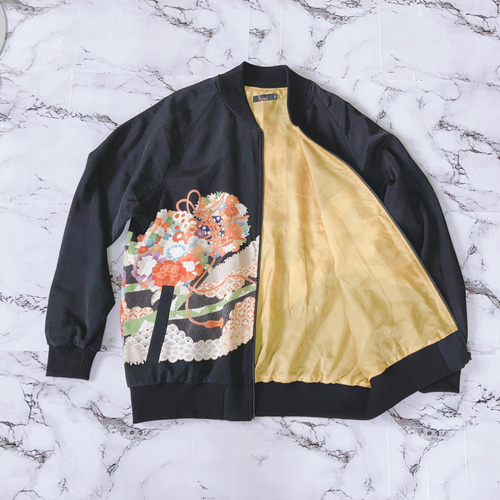 黒留袖から,XL,1点物,スカジャン,父の日ギフト,おしゃれなパパに 黒留袖から,XL,1点物,スカジャン,父の日ギフト,おしゃれなパパに