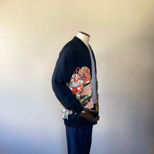 黒留袖から,XL,1点物,スカジャン,父の日ギフト,おしゃれなパパに 黒留袖から,XL,1点物,スカジャン,父の日ギフト,おしゃれなパパに