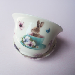 うさぎとパンジーの蓋碗　❤中国茶器　中国茶　台湾茶　ポーセラーツ❤ 3枚目の画像