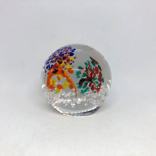 ☆新品☆ペーパーウエイト・飾物・カラフルな花模様のガラス玉 花火のペーパーウエイト【C】 夏 ガラス 置物 立体・オブジェ