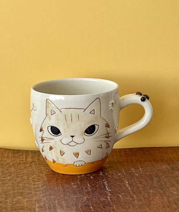 猫絵肉球マグ(長毛猫)  『猫のマグカップ』 1枚目の画像
