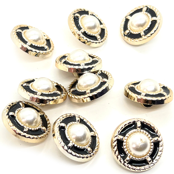 【1 件】紐帶 ★d/黑色/21.5mm★珍珠裝飾扣環 柄紐帶 塑膠紐帶 凸圓形髮帶 第3張的照片