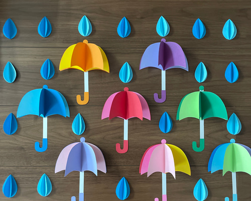 6月壁面飾り 傘壁面 梅雨壁面飾り ハンドメイド その他アート Rena 