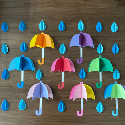 ♦♡*梅雨飾り**♡♦ 6月壁面飾り 傘壁面 梅雨壁面飾り ハンドメイド その他アート Rena