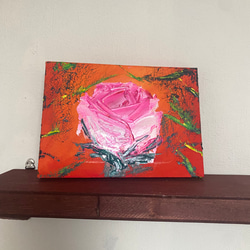 薔薇バラ　アート　油絵　絵画インテリア　ピンク薔薇　 5枚目の画像