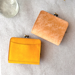 がま口 二つ折り財布 ミニ財布 コンパクト財布 小銭入れ カードケース イタリアレザー 浪曼派のがま口 名入れ 刻印 4枚目の画像