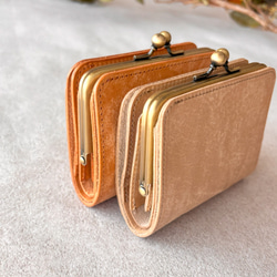 がま口 二つ折り財布 ミニ財布 コンパクト財布 小銭入れ カードケース イタリアレザー 浪曼派のがま口 名入れ 刻印 5枚目の画像