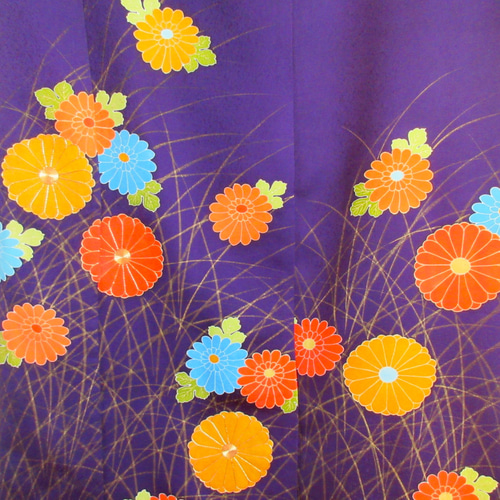 大きめサイズ】着物ドレス◎華紫◎細見え縦長シルエット&オール  