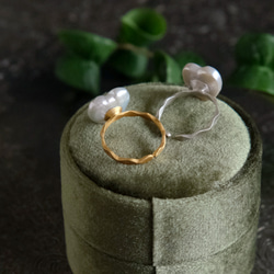 野餐：心形淡水珍珠和石榴石鋸齒戒指（一種尺寸最適合） 第13張的照片