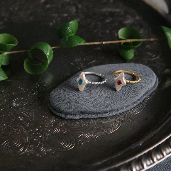 野餐：十字架淡水珍珠和石榴石/磷灰石壓碎戒指（一種尺寸最適合） 第16張的照片