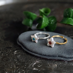 野餐：星星淡水珍珠和石榴石/磷灰石戒指（一種尺寸最適合） 第4張的照片