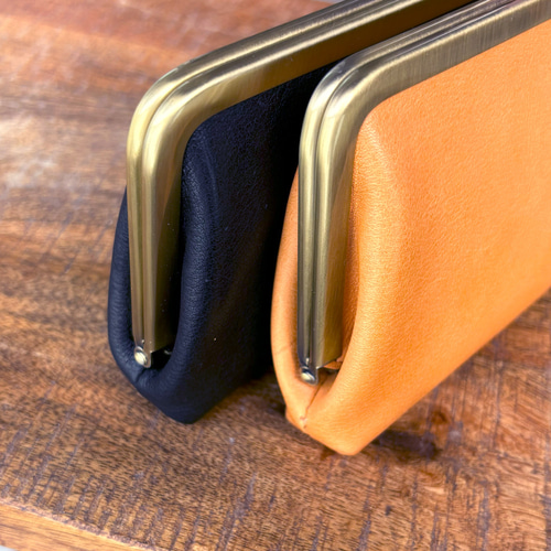 親子 がま口 長財布 大容量 栃木レザー 上質 ナチュラルシュリンク 浪