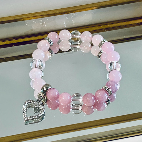 天然石　ピンクアイリスクォーツ　水晶　ブレスレット　ピンククォーツ ピンクアイリスクォーツ 水晶 虹入り 10.8mm玉 開運 パワーストーン