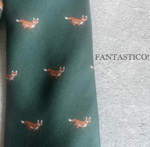 【僕の好きなことネクタイ】キツネ柄刺繍ネクタイ♪父の日ギフトお祝クリスマスプレゼントバレンタイン 狐フォックス 5枚目の画像