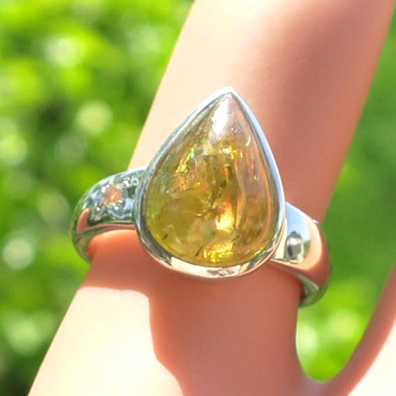 ぽぷ★天然スフェーン★リングオーダー 天然スフェーン 2.22ct 天然ダイヤモンド リング – Mico宝飾店