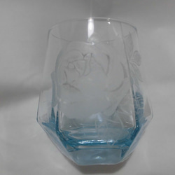 グラスリッツェン　六角グラス(水色) 薔薇 5枚目の画像