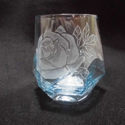 グラスリッツェン　六角グラス(水色) 薔薇 4枚目の画像
