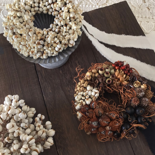 ナンキンハゼとインディアンコーンのミニリース(13cm) リース PAPER