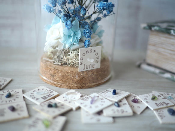 誕生月の天然石  Flower dome -青いかすみ草- 4枚目の画像