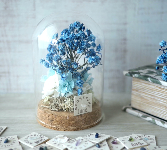誕生月の天然石  Flower dome -青いかすみ草- 3枚目の画像