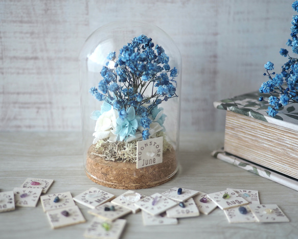 誕生月の天然石  Flower dome -青いかすみ草- 5枚目の画像