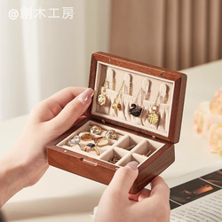 携帯用のminiアクセサリーケース 木製 ジュエリーケース 小さい 持ち運び 小物入れ コンパクト ミニサイズ 3枚目の画像