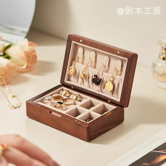 特価ブランド 携帯用のminiアクセサリーケース 木製 ジュエリーケース 小さい 収納用品