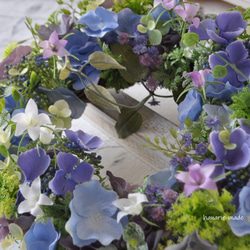 ブルーの紫陽花と涼やかなベルフラワー　リース：あじさい　ブルー　パープル　白　涼やか　 14枚目の画像