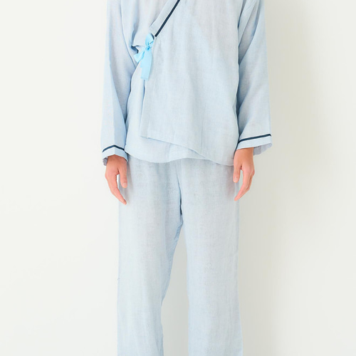 ブルー フロシュカエアリーウェア上下セット 介護服 在宅介護 入院