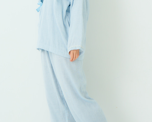 エアリーガーゼ介護用パジャマ 3点セット　ブルー　男女兼用　【新品】 e405906f3ccdf66696d2ae94315210