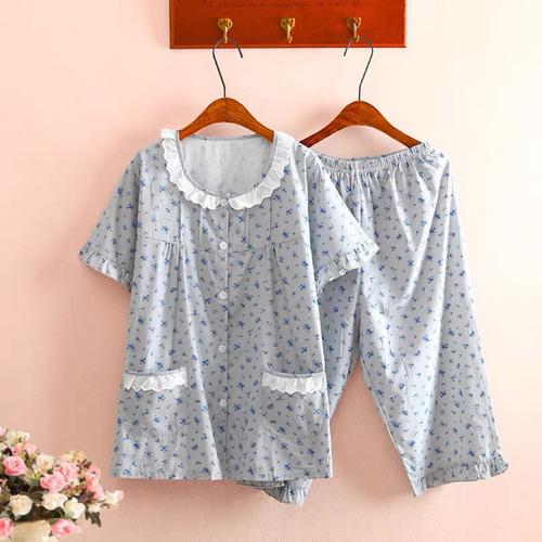 Naptime. 総柄パジャマ上下セット 上下セット】Naptime NAP ROOM総柄パジャマブルーS【新品】 【公式通販】