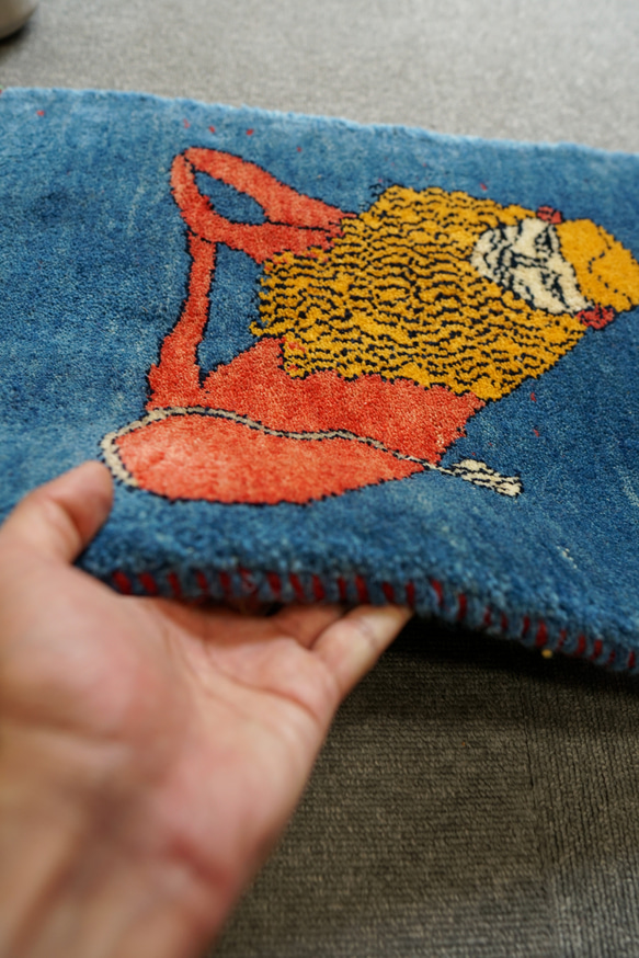 60×40cm【手織り 絨毯 ペルシャ ギャッベ】アマレ族 ギャベ 5枚目の画像