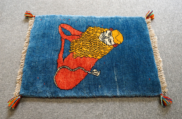60×40cm【手織り 絨毯 ペルシャ ギャッベ】アマレ族 ギャベ 3枚目の画像