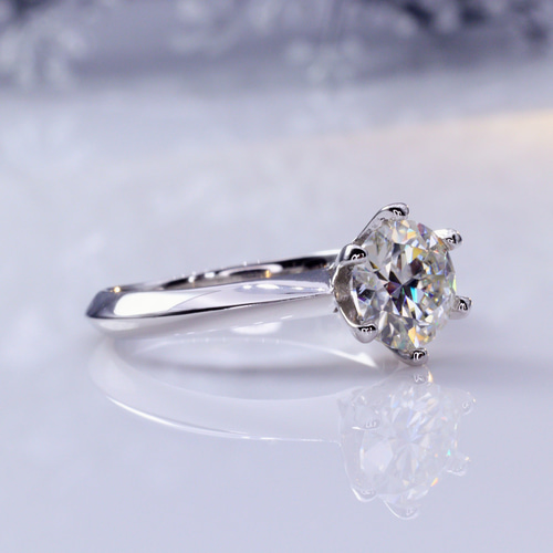 モアサナイト モアッサナイト ソリティア リング 指輪 6.5mm 1ct