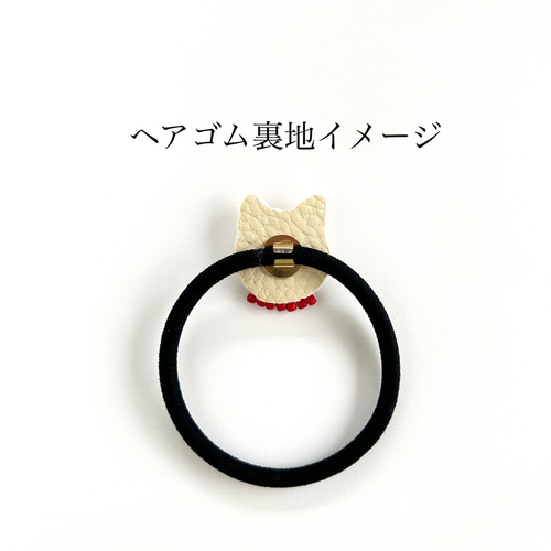 ヘアゴム＆ブローチ ペルシャ猫刺繍（白） ブローチ Meidoudou