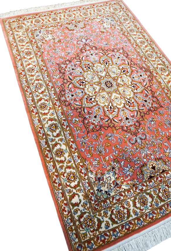 130×83cm【ペルシャ手織り絨毯 イスファハン産 　証明書付 】 2枚目の画像