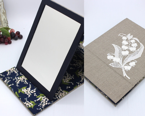 ロラライハリス ハンドメイド カルトナージュ 折りたたみミラー ②マスカレード ロラライハリス ハンドメイド カルトナージュ 折りたたみミラー ②