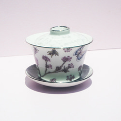 バタフライのオリエンタル蓋碗　❤中国茶　台湾茶　中国茶器　茶器　日本茶　湯呑み　ポーセラーツ　オリエンタル 4枚目の画像