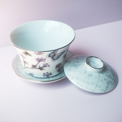 バタフライのオリエンタル蓋碗　❤中国茶　台湾茶　中国茶器　茶器　日本茶　湯呑み　ポーセラーツ　オリエンタル 6枚目の画像