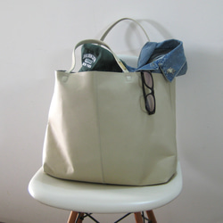 OTONA eco-bag XLサイズ グレージュ　本革製トートバッグ 1枚目の画像