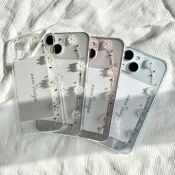 花柄 iPhone 17 ケース クリア フラワー スマホショルダー 花 17Pro Air 16 16e 15 7枚目の画像