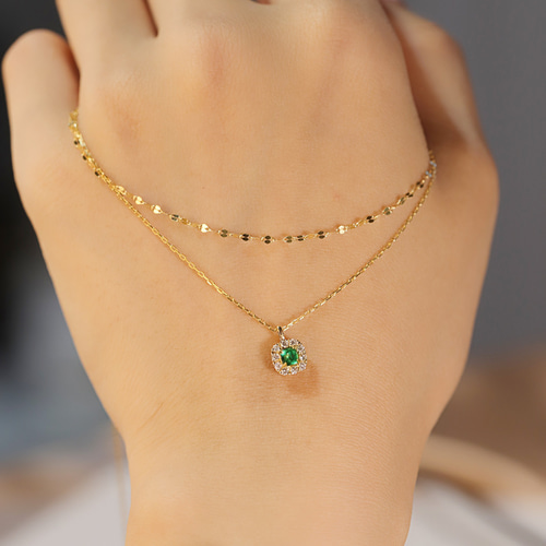 エメラルド 2連ネックレスk18 ネックレス・ペンダント パール大好き